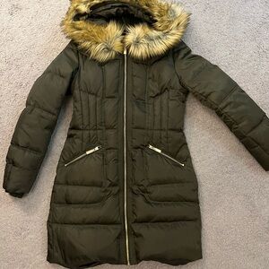 Vince Camuto Black Puffer Coat with Fur Hood
